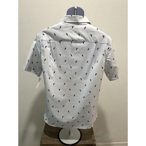 Van Heusen Mens Slim Fit Short Sleeve Shirt Size Medium 15 - 15.5 Toucan Print - Picture 2 of 8